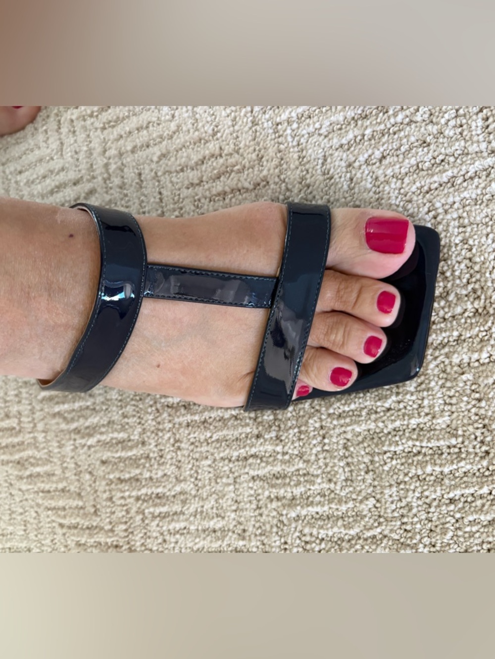 Patent Leather Strappy Sandal in Navy